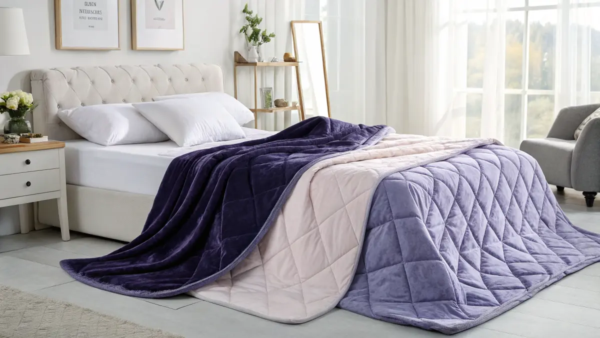 Couverture lestée premium posée sur un lit douillet